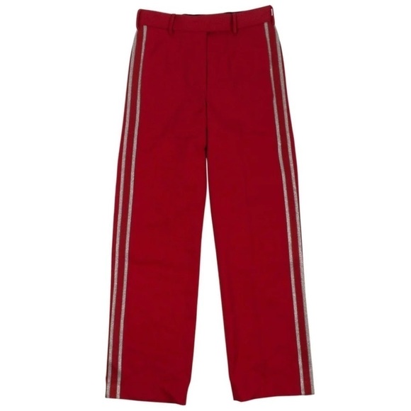 ADAPTATION Red Wool Metallic Side Striped Tailored Trousers Pants Size 24 NWOT - Picture 1 of 16